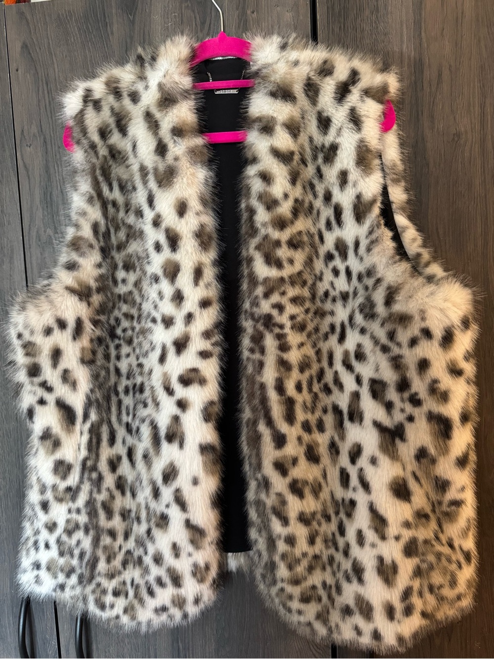 Chico's Faux Fur Leopard-Print Vest - Cream & Brown Spots